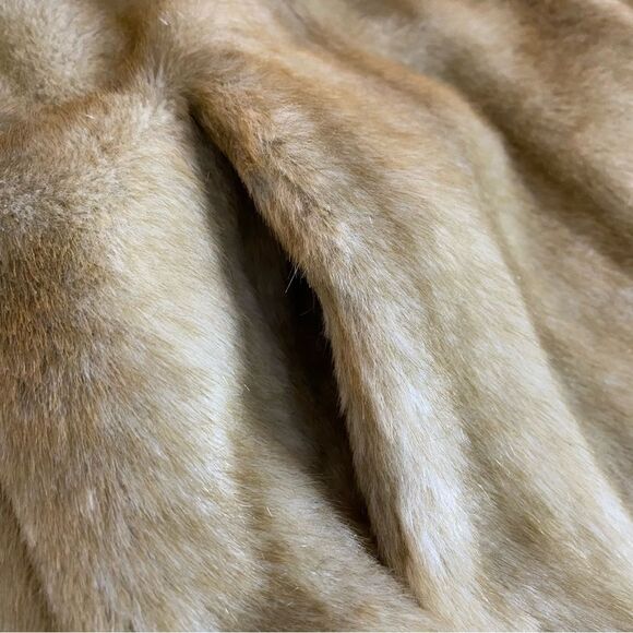 Vintage HELENA VERA Coat Faux Fur V-Neck Pockets European Women M 38 Brown Beige - Picture 15 of 15